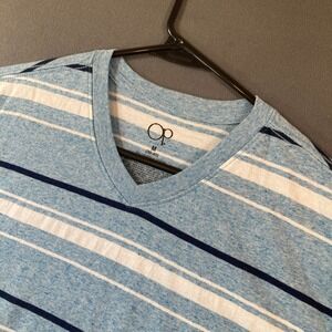 OP Ocean Pacific Mens Medium Blue Striped V-Neck Short Sleeve T-Shirt OM14Y067